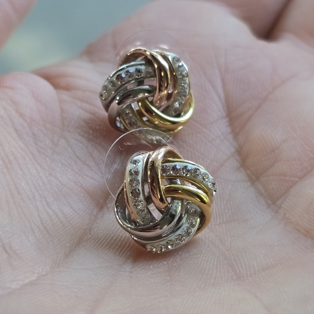 Tri Color 925 Silver Earrings and Pendant Set - Picture 2 of 6